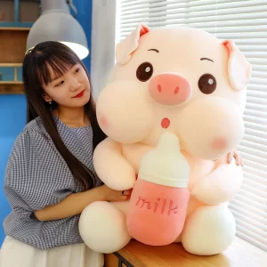 Cute Milk Bottle Pig Plush Toy