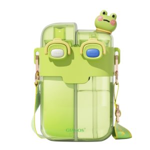 Double Drinking Bottle Straw Cup with High Beauty Cartoon Out