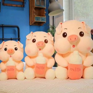 Cute Milk Bottle Pig Plush Toy