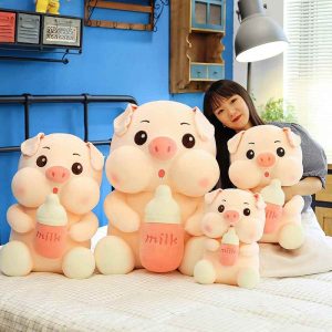 Cute Milk Bottle Pig Plush Toy