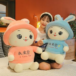 Love You Rabbit Plush Toy Hat Rabbit Pillow Doll